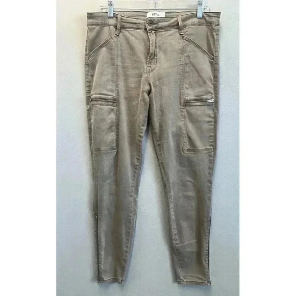 Pistola Hannah‎ Skinny Cropped Cargo Pants Women's Size 31 Mid Rise Stretch Gray - Picture 1 of 8